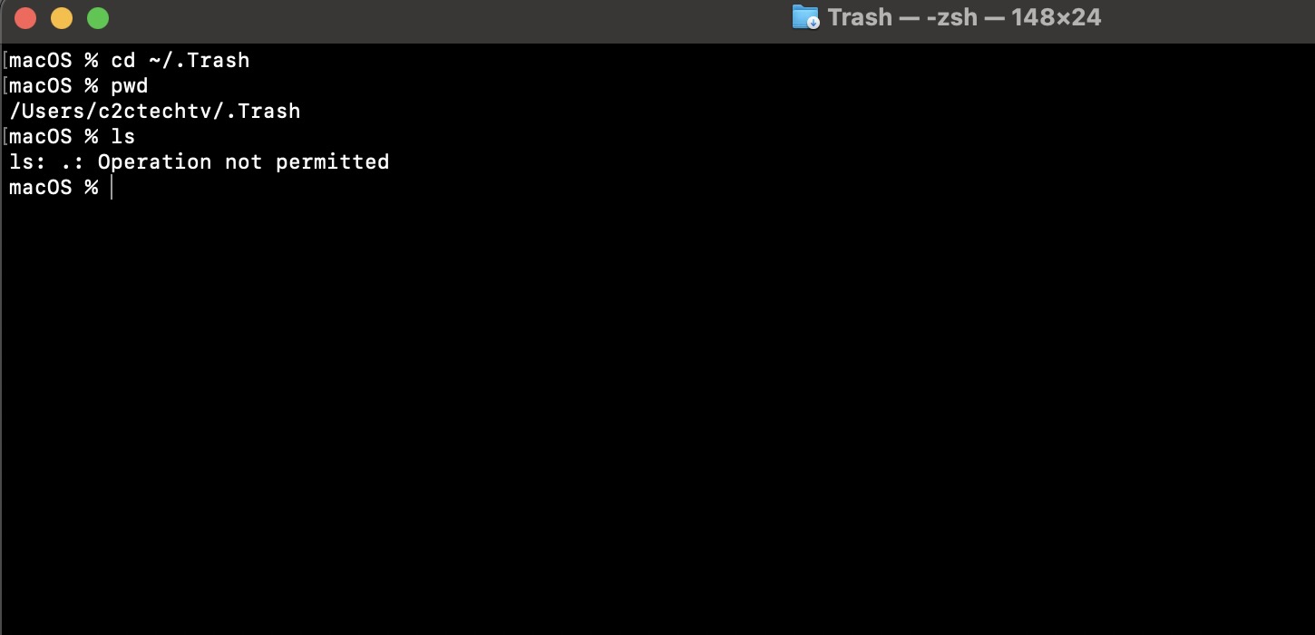 Mac Terminal Move to Trash folder Example